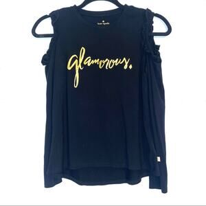 Kate Spade Girls Black Long Sleeve Glamorous Tee sz 12